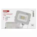Naświetlacz LED SIMPO 10W, z czujn. PIR, biały, neutralna biel