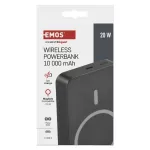 Powerbank EMOS WI 1046, 10 000 mAh, 20 W+Wireless, szary