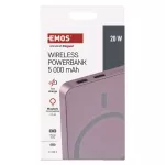 Powerbank EMOS WI 522, 5 000 mAh, 20 W+Wireless, baby pink