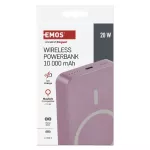 Powerbank EMOS WI 1046, 10 000 mAh, 20 W+Wireless, baby pink