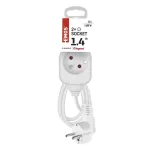 Przedłużacz 1,4 m / 2 gniazda / biały / PVC / 1 mm2