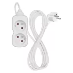 Przedłużacz 2 m / 2 gniazda / biały / PVC / 1 mm2