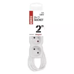 Przedłużacz 2 m / 2 gniazda / z wyłącznikiem / biały / PVC / 1 mm2