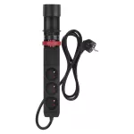 Przedłużacz 1,5 m/3 gniazda/przełącznik/uchwyt biurkowy/USB/czarny/PVC/1,5 mm2