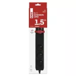 Przedłużacz 1,5 m/3 gniazda/przełącznik/uchwyt biurkowy/USB/czarny/PVC/1,5 mm2