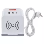 Przedłużacz - kostka 2 m / 2 gniazda / biały / 2×USB-A + 1×USB-C+Qi / 1,5 mm2