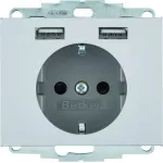 K.5 Gniazdo SCHUKO z gniazdem ładowania USB 2,4 A; samozaciski; aluminium mat