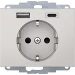 K.5 Gniazdo SCHUKO z ładowarką USB A+C 2.4/3.0 A; samozaciski; stal szlachetna