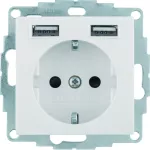 B.Kwadrat Gniazdo SCHUKO z gniazdem ładowania USB 2,4 A; samozaciski krem połysk