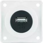 Integro Gniazdo USB ładowania pojedyncze 12V, 3A; biały połysk, mechanizm czarny