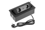 GNIAZDO MEBLOWE SOFT 2x GNIAZDO SCHUKO, USB A+C, KABEL ZASILAJĄCY Z WTYCZKĄ, CZARNY