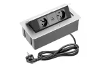 GNIAZDO MEBLOWE SOFT 2x GNIAZDO Z UZIEMIENIEMIENIEM, USB A+C, KABEL ZASILAJĄCY Z WTYCZKĄ, ALUMINIUM