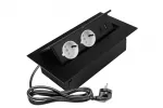 GNIAZDO MEBLOWE 2x GNIAZDO SCHUKO, USB A+C, KABEL ZASILAJĄCY Z WTYCZKĄ, CZARNY