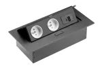 GNIAZDO MEBLOWE 2x GNIAZDO Z UZIEMIENIEMIENIEM, USB A+C, KABEL ZASILAJACY Z WTYCZKĄ, CZARNY