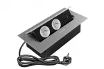 GNIAZDO MEBLOWE 2x GNIAZDO Z UZIEMIENIEMIENIEM, USB A+C, KABEL ZASILAJACY Z WTYCZKĄ, ALUMINIUM