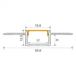 Profil GPS01 podtynkowy biały + klosz mleczny 1m