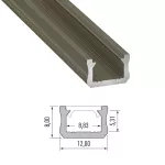 Profil LED Natynkowy B (wąski), długość 202cm, aluminiowy, srebrny anodowany