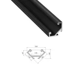 Profil LED Narożny A, długość 202cm, aluminiowy, czarny anodowany