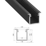 Profil LED Podtynkowy C (głęboki), długość 202cm, aluminiowy, czarny anodowany