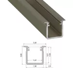 Profil LED Podtynkowy C (głęboki), długość 202cm, aluminiowy, inox anodowany