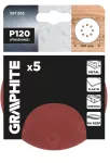 Krążki ścierne na rzep 150 mm, P120, 5 szt., z 8 otworami