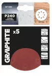 Krążki ścierne na rzep 125 mm, P240, 5 szt., z 8 otworami