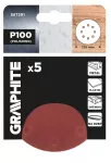Krążki ścierne na rzep 125 mm, P100, 5 szt., z 8 otworami