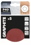 Krążki ścierne na rzep 125 mm, P40, 5 szt., z 8 otworami