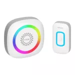PELA DC, dzwonek bezprzewodowy bateryjny, learning system, 60 dźwięków, LED RGB, 300m, biały