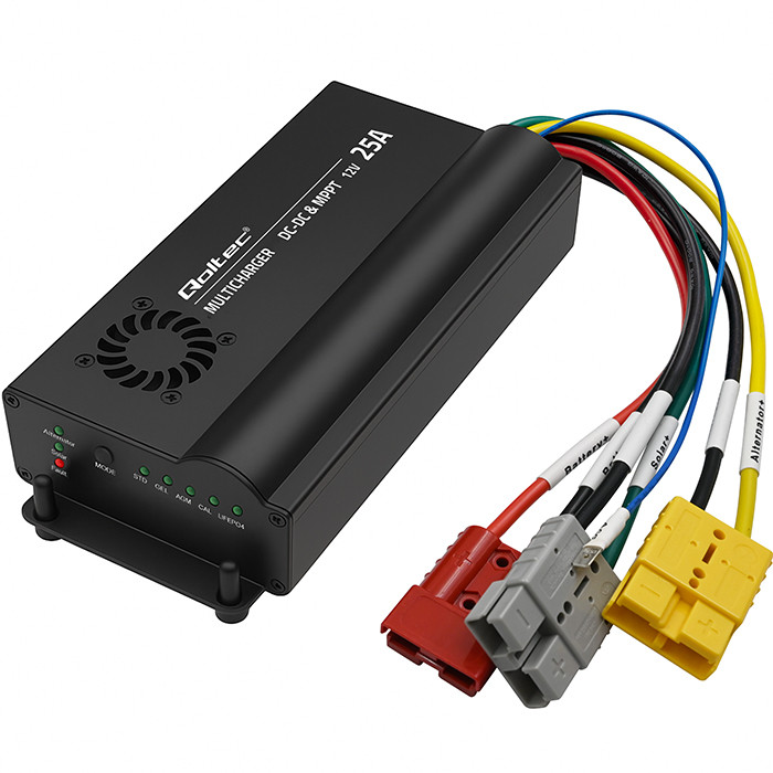 Qoltec Automatyczna Ładowarka DC-DC 12V z regulatorem MPPT | 25A | LiFePO4 AGM GEL STD