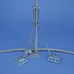 Galwanizowany wspornik zwodu, montaż podstawy bez wykonywania otworów, 2 134 mm Maks. Wysokość zwodu odgromowego