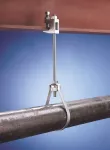 FCS Wieszak pętlowy z regulacją wysokości, 1 1/4" rury, 32 DN, 43 mm OD, M8 Pręta