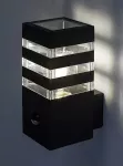Ankara, outdoor wall lamp, E27 1xMAX 12W, W9xH20cm, L13,5cm, bulb excluded, IP44, with motion sensor: 6-8m, 105°
