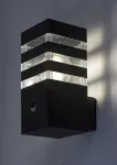 Ankara, outdoor wall lamp, E27 1xMAX 12W, W9xH20cm, L13,5cm, bulb excluded, IP44, with motion sensor: 6-8m, 105°