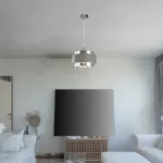 5383 Lampa wisząca Basil E14/ 1x max.10W chrom satyna / srebrny dąb 230V, 50Hz