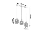 3132 Lampa wisząca Grendel E27 3x60W beech+blk D15