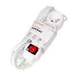 Przedłużacz 3x2P+Z,ON/OFF,1,4m, 3x1mm², biały