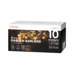 Solarna girlanda oświetleniowa - 1 sznur 10 m (10 opraw) + 10 żarówek LED 0,1W E27, 3000K + 1 żarówka gratis