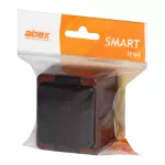 Gniazdo pojedyncze 2P+Z bryzgoodporne z klapką dymną IP44, SMART, brązowy