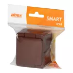 Gniazdo pojedyncze 2P+Z SCHUKO bryzgoodporne z klapką w kolorze wyrobu IP44, SMART, brązowy