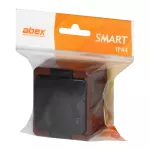 Gniazdo pojedyncze 2P+Z SCHUKO bryzgoodporne z klapką dymną IP44, SMART, brązowy