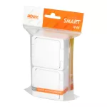 Gniazdo podwójne 2x 2P+Z SCHUKO bryzgoodporne z klapką w kolorze wyrobu IP44, SMART, biały