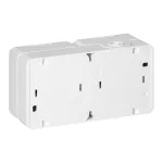Gniazdo podwójne 2x 2P+Z SCHUKO bryzgoodporne z klapką w kolorze wyrobu IP44, SMART, biały