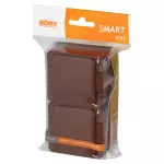 Gniazdo podwójne2x2P+Z SCHUKO bryzgoodporne z klapką w kolorze wyrobu IP44, SMART, brązowy
