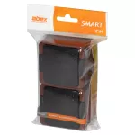 Gniazdo podwójne 2x 2P+Z SCHUKO bryzgoodporne z klapką dymną IP44, SMART, brązowy