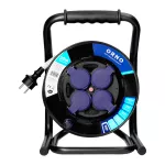 Przedłużacz bębnowy profesjonalny IP44, 4 gniazda 2P+Z, kabel gumowy olejoodporny, H07RN-F 3x2,5mm², długość 20m, unikatowy stojak CUBE, STAŁE GNIAZDA, termik, przesłony torów prądowych
