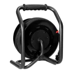 Przedłużacz bębnowy profesjonalny IP44, 4 gniazda 2P+Z, kabel gumowy olejoodporny, H07RN-F 3x2,5mm², długość 20m, unikatowy stojak CUBE, STAŁE GNIAZDA, termik, przesłony torów prądowych