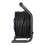 Przedłużacz bębnowy profesjonalny IP44, 4 gniazda 2P+Z (Schuko), kabel gumowy olejoodporny, H07RN-F 3x2,5mm², długość 40m, unikatowy stojak CUBE, STAŁE GNIAZDA, termik, przesłony torów prądowych