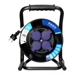 Przedłużacz bębnowy profesjonalny IP44, 4 gniazda 2P+Z, kabel gumowy olejoodporny, H07RN-F 3x2,5mm², długość 40m, unikatowy stojak CUBE, STAŁE GNIAZDA, termik, przesłony torów prądowych