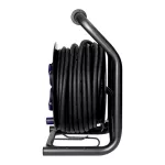 Przedłużacz bębnowy profesjonalny IP44, 4 gniazda 2P+Z, kabel gumowy olejoodporny, H07RN-F 3x2,5mm², długość 40m, unikatowy stojak CUBE, STAŁE GNIAZDA, termik, przesłony torów prądowych